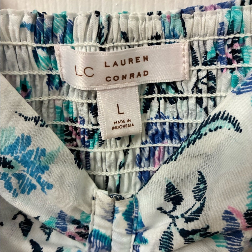 LC Lauren Conrad Blue Floral Blouse - Picture 5 of 5